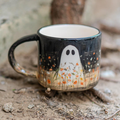 Handmade Ceramic Ghost Mug: Halloween Pottery Gift