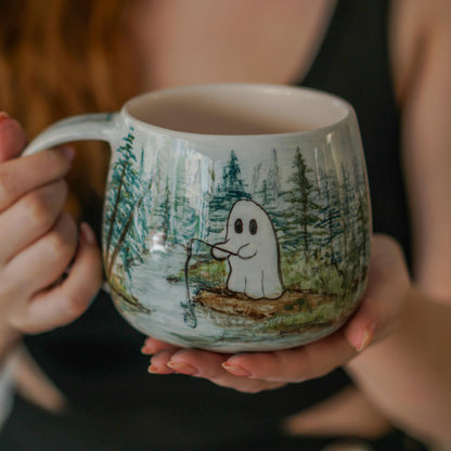 Halloween Mug - Halloween Gift, Funny Ghost, Handmade Ceramic Mug, Handmade Pottery, Funny Mug, 20 Ounce Mug