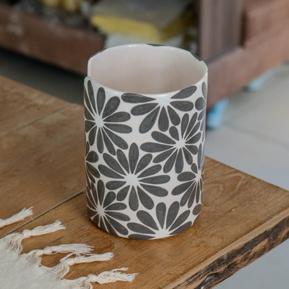 Handmade Ceramic Paper Towel Holder: Floral Kitchen Decor