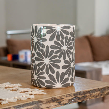Handmade Ceramic Paper Towel Holder: Floral Kitchen Decor
