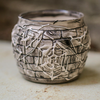 Handmade Ceramic Cobweb Mug: Gothic Halloween Coffee Cup
