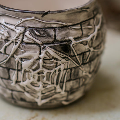 Handmade Ceramic Cobweb Mug: Gothic Halloween Coffee Cup