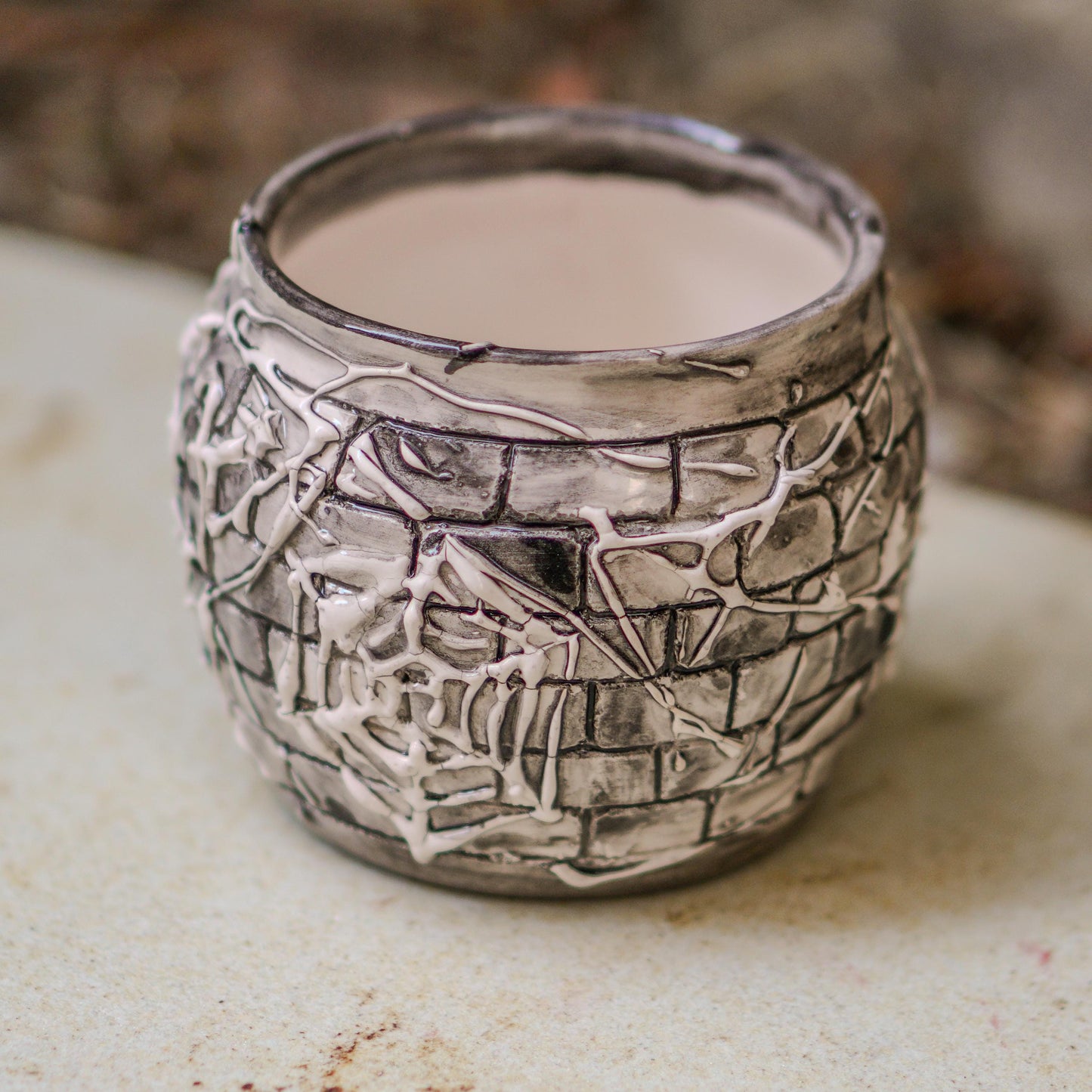Handmade Ceramic Cobweb Mug: Gothic Halloween Coffee Cup
