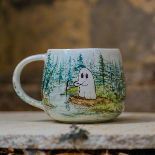 Halloween Mug - Halloween Gift, Funny Ghost, Handmade Ceramic Mug, Handmade Pottery, Funny Mug, 20 Ounce Mug