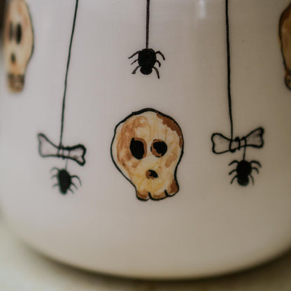 Skull Mug - Skeleton Mug, Funny Halloween Mug, Hazard Warning Mug, Pottery Mug