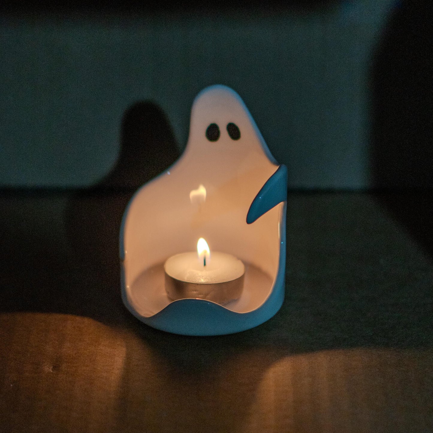 Handmade Ceramic Ghost Tealight Holder Set: Spooky Halloween Decor