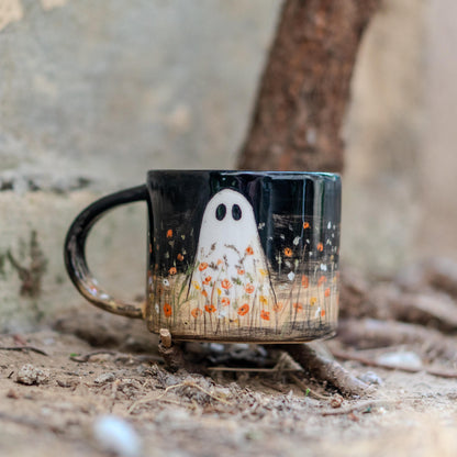 Handmade Ceramic Ghost Mug: Halloween Pottery Gift
