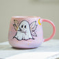 Handmade Ghost Fairy Mug: Pastel Pink Halloween Coffee Cup