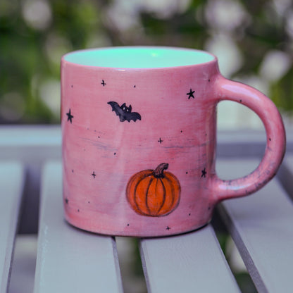 Handmade Halloween Ghost Mug: Ceramic Pumpkin Coffee Cup