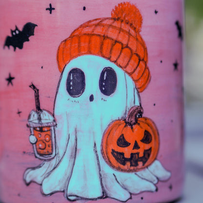 Handmade Halloween Ghost Mug: Ceramic Pumpkin Coffee Cup