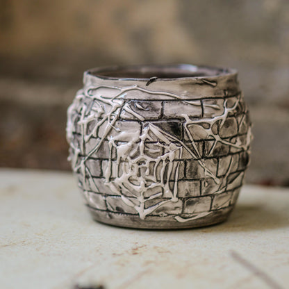 Handmade Ceramic Cobweb Mug: Gothic Halloween Coffee Cup