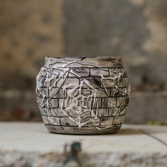 Handmade Ceramic Cobweb Mug: Gothic Halloween Coffee Cup