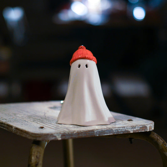 Handmade Ceramic Ghost Incense Holder: Whimsical Halloween Decor
