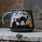 Halloween Mug - Black Cat Mug, Cemetery Pottery Mug