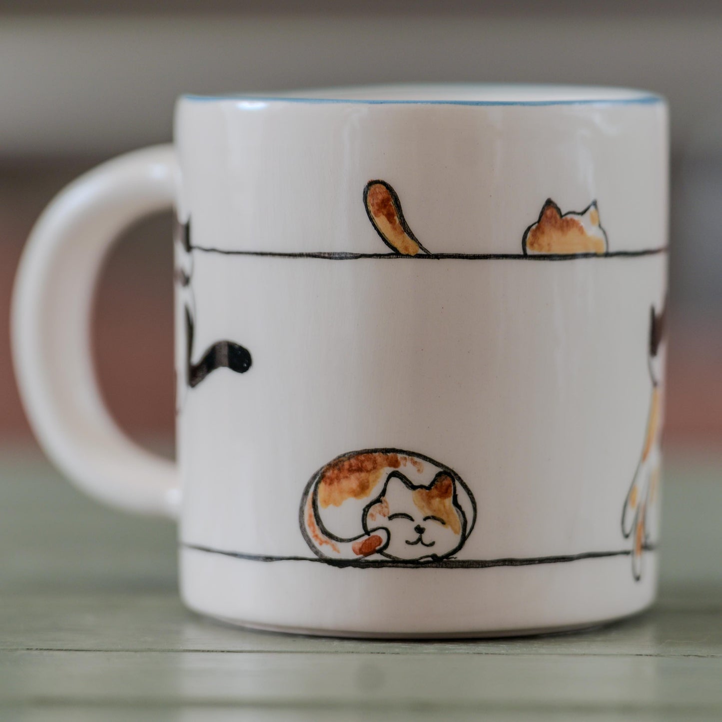 Cute Cat Mug - Handmade Ceramic Coffee Mug, Gift for Cat Lovers