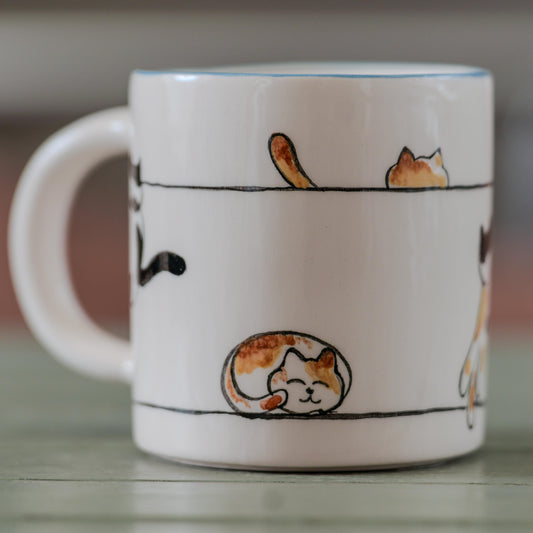 Cute Cat Mug - Handmade Ceramic Coffee Mug, Gift for Cat Lovers