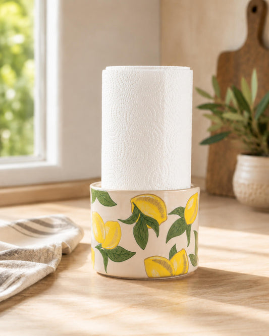 Paper Towel Holder - Lemon Kitchen Decor, Paper Roll Holder, Handmade Home Decor, Vintage Style