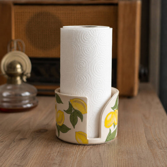 Paper Towel Holder - Lemon Kitchen Decor, Paper Roll Holder, Handmade Home Decor, Vintage Style