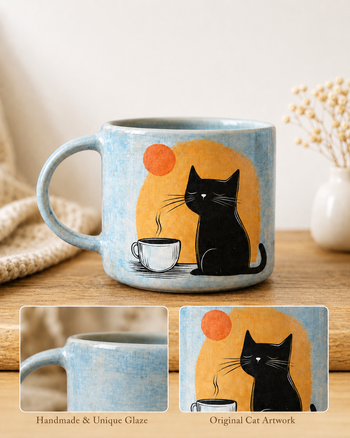 Funny Black Cat Ceramic Mug | Coffee Cup