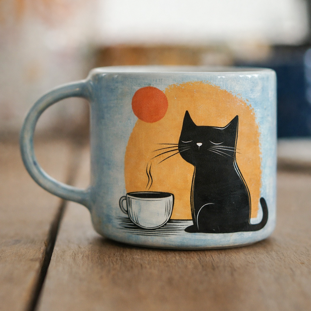 Funny Black Cat Ceramic Mug | Coffee Cup
