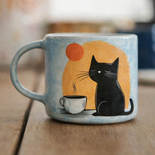 Funny Black Cat Ceramic Mug | Coffee Cup