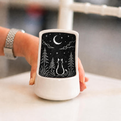 Cat Moon Ceramic Tea Light Holder | Handmade Candle Decor