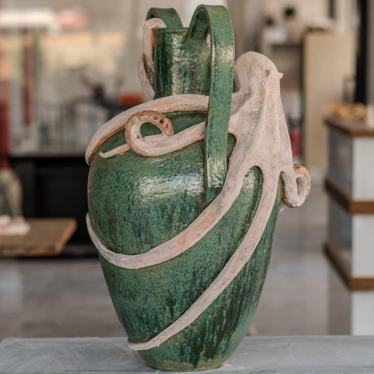 Octopus Pot - Large Vase, Octopus Pottery Living Room Decor, Ancient Home Decor
