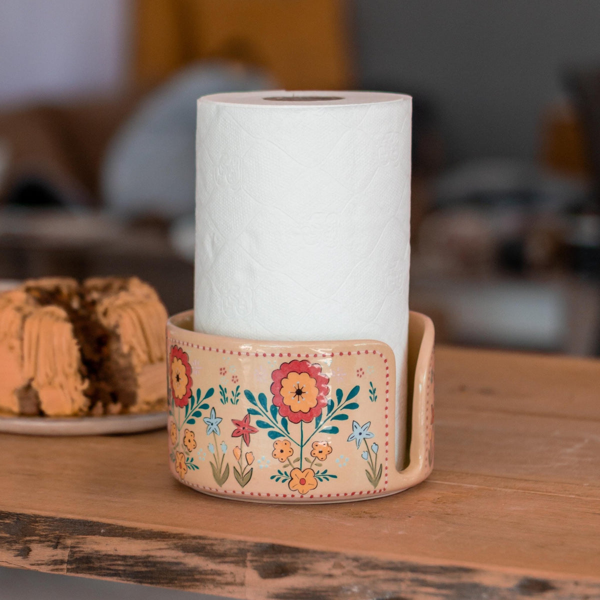 Paper Towel Holder Countertop, Fall Theme Kitchen Decor, Ceramic Paper Roll Holder, Toilet Paper Holder
