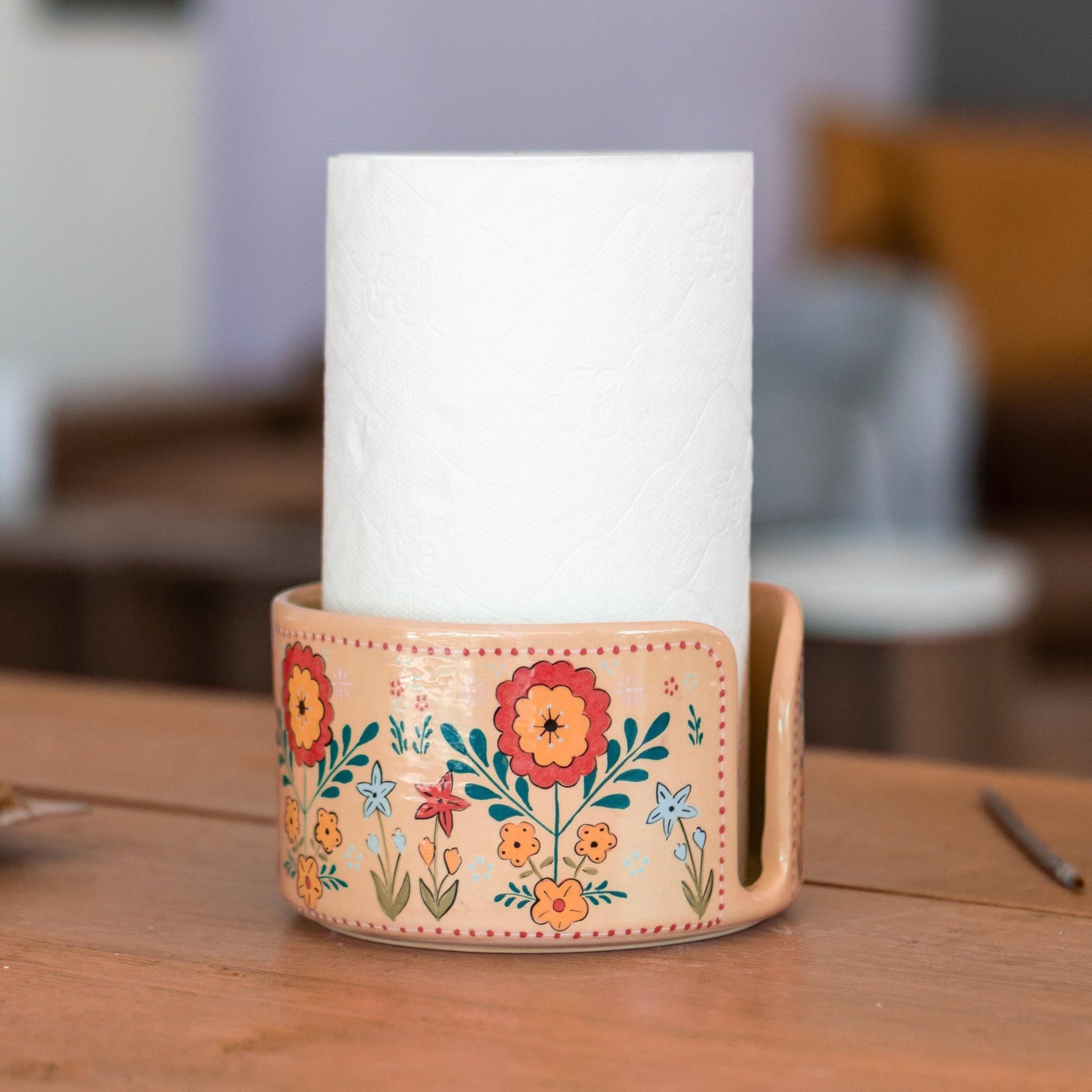 Paper Towel Holder Countertop, Fall Theme Kitchen Decor, Ceramic Paper Roll Holder, Toilet Paper Holder