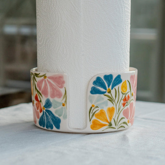 Paper Towel Holder Countertop, Summer Kitchen Decor, Floral Kitchen Decor