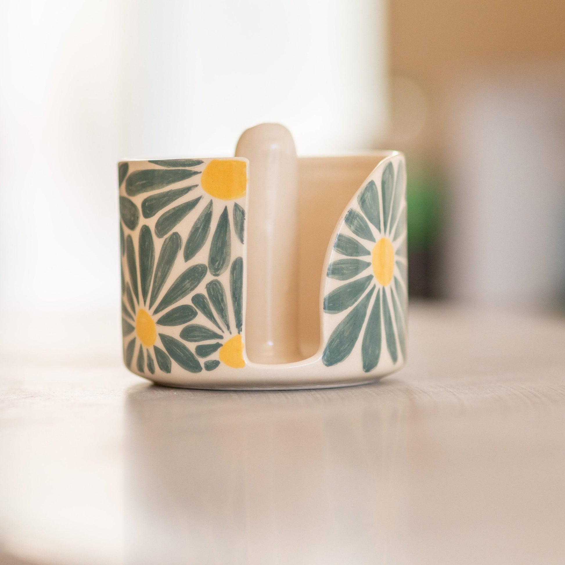 Paper Towel Holder, Floral Ceramic Hand Towel Holder, Sunflower Kitchen Decor, Kitchen Decor