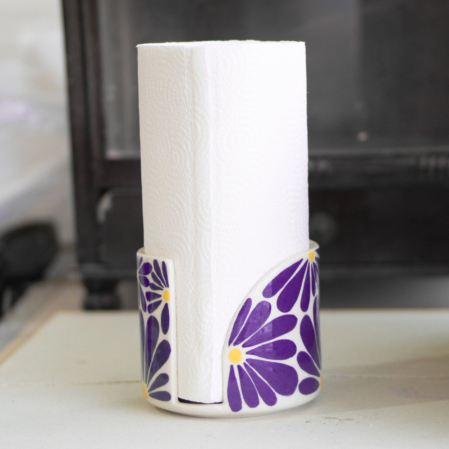 Paper Towel Holder, Floral Ceramic Hand Towel Holder, Sunflower Kitchen Decor, Kitchen Decor