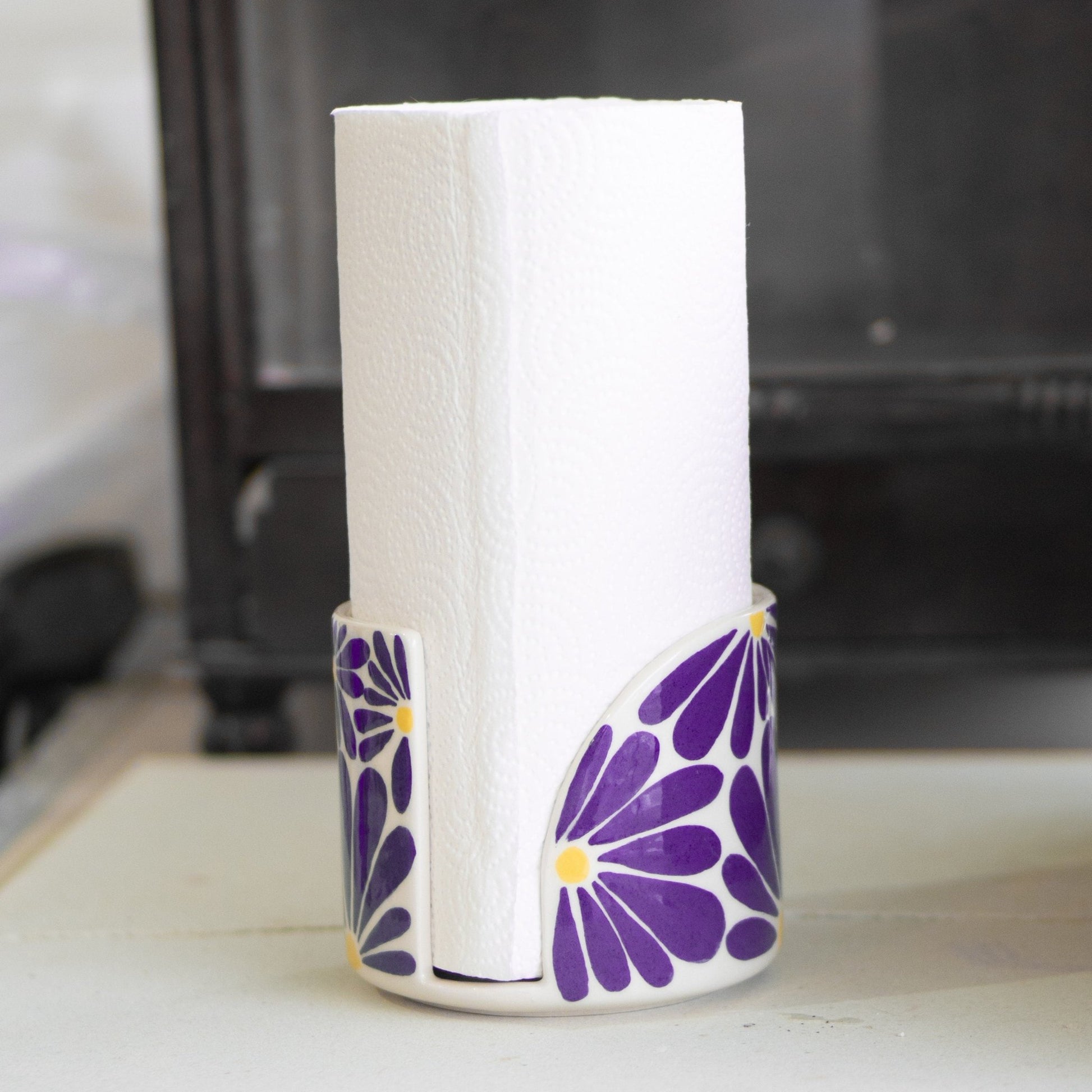 Paper Towel Holder, Floral Ceramic Hand Towel Holder, Sunflower Kitchen Decor, Kitchen Decor