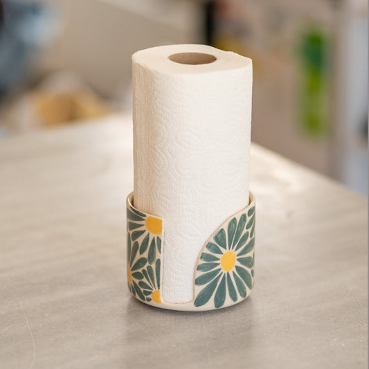 Paper Towel Holder, Floral Ceramic Hand Towel Holder, Sunflower Kitchen Decor, Kitchen Decor