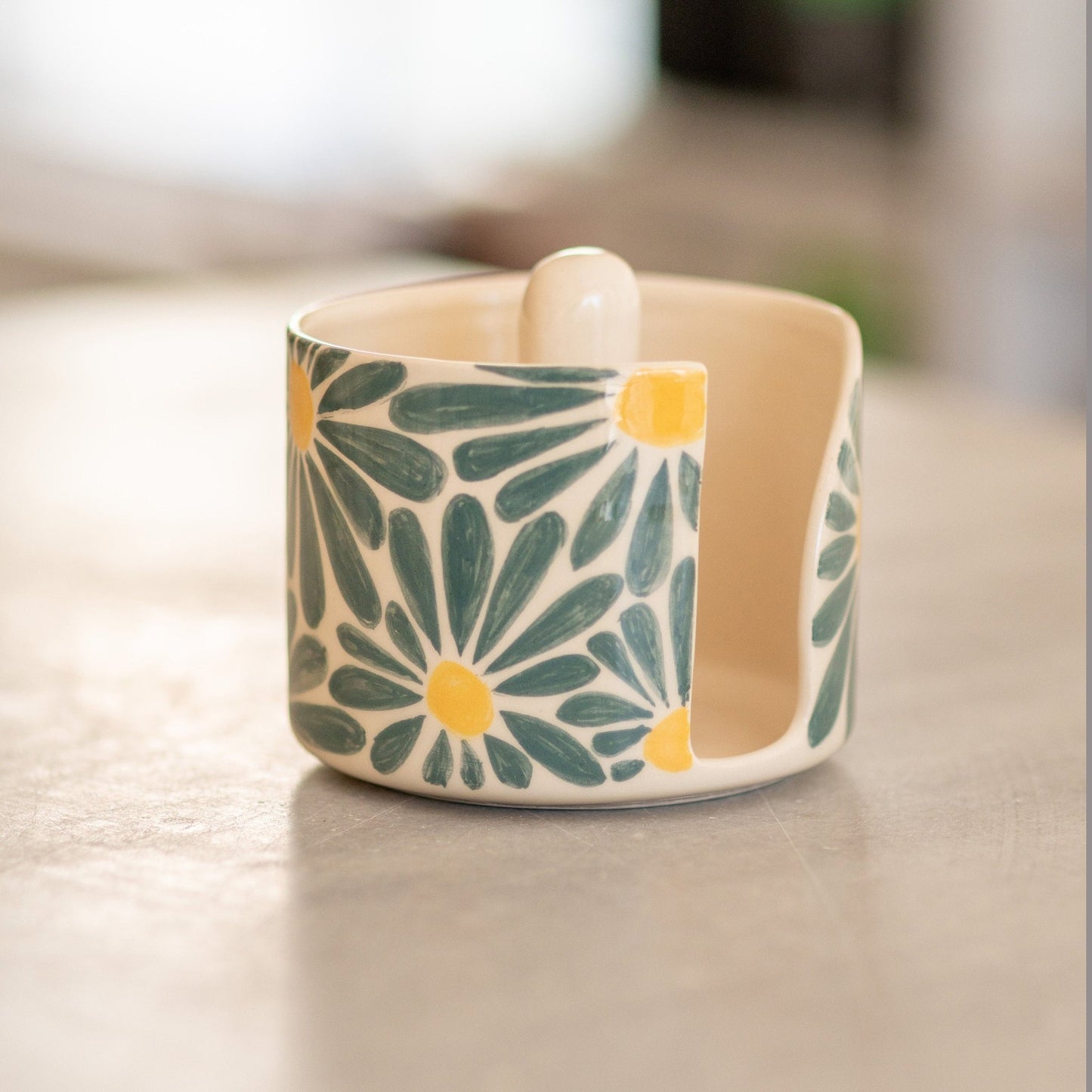 Paper Towel Holder, Floral Ceramic Hand Towel Holder, Sunflower Kitchen Decor, Kitchen Decor
