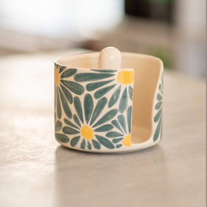 Paper Towel Holder, Floral Ceramic Hand Towel Holder, Sunflower Kitchen Decor, Kitchen Decor