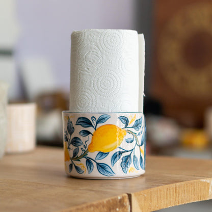 Paper Towel Holder Lemon Dream, Paper Roll Holder, Handmade Pottery Kitchen Lemon Decor