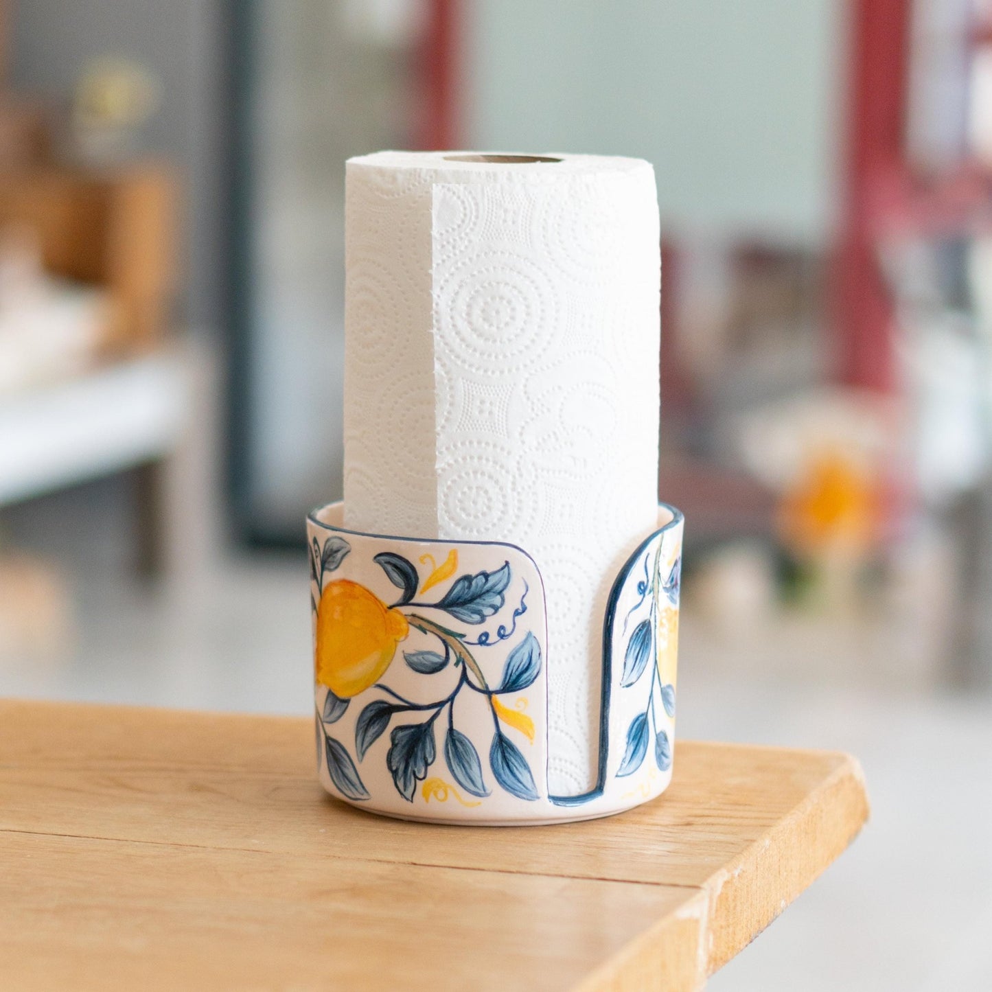 Paper Towel Holder Lemon Dream, Paper Roll Holder, Handmade Pottery Kitchen Lemon Decor