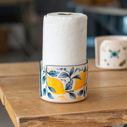 Paper Towel Holder Lemon Dream, Paper Roll Holder, Handmade Pottery Kitchen Lemon Decor