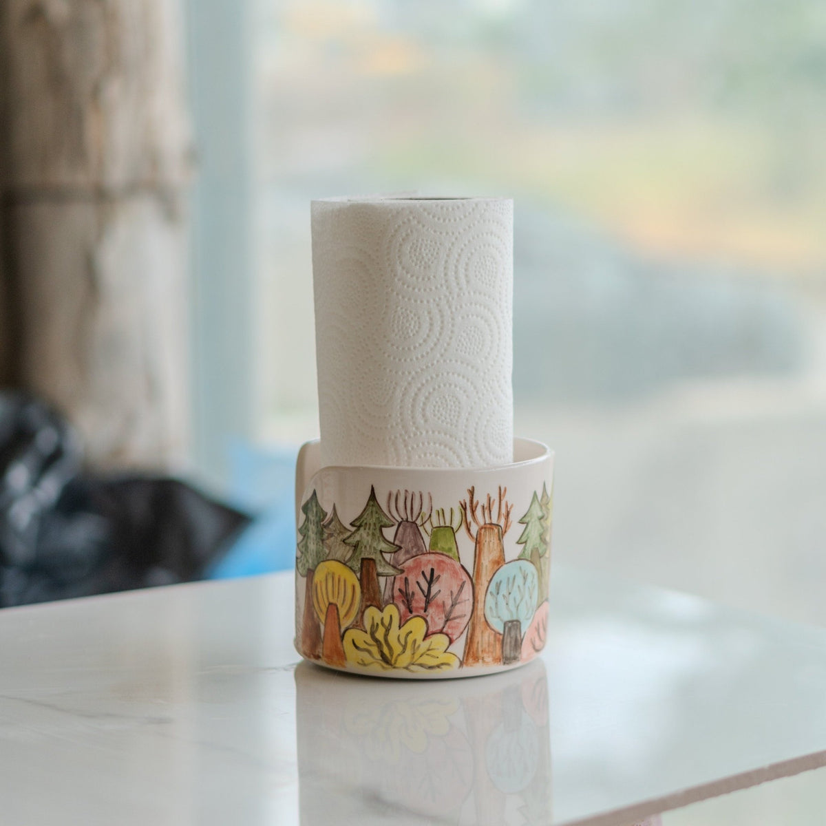 Paper Towel Holder - Towel Rack, Handmade Kitchen Decor, Paper Roll Holder, Forest Theme Home Decor, Bathroom Decor - 5",6",7", 8" diameter