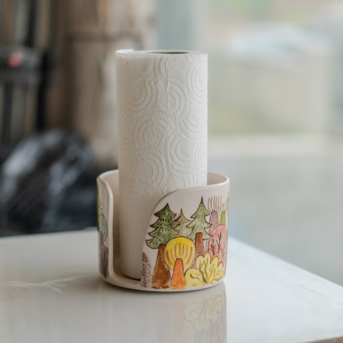 Paper Towel Holder - Towel Rack, Handmade Kitchen Decor, Paper Roll Holder, Forest Theme Home Decor, Bathroom Decor - 5",6",7", 8" diameter