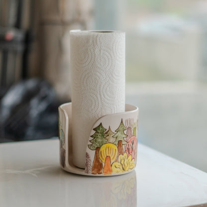 Paper Towel Holder - Towel Rack, Handmade Kitchen Decor, Paper Roll Holder, Forest Theme Home Decor, Bathroom Decor - 5",6",7", 8" diameter