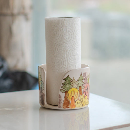 Paper Towel Holder - Towel Rack, Handmade Kitchen Decor, Paper Roll Holder, Forest Theme Home Decor, Bathroom Decor - 5",6",7", 8" diameter