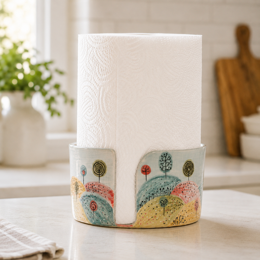Ceramic Paper Towel Holder – Handmade Pottery Kitchen Decor