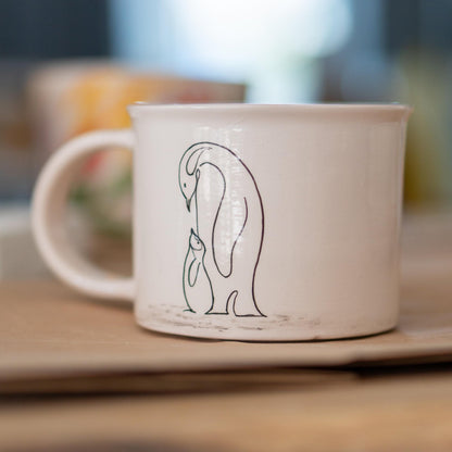 Penguin Family Mug - Handcrafted Ceramic Mug with Minimalist Parent and Baby Penguin Design, Animal Lover’s Coffee Cup
