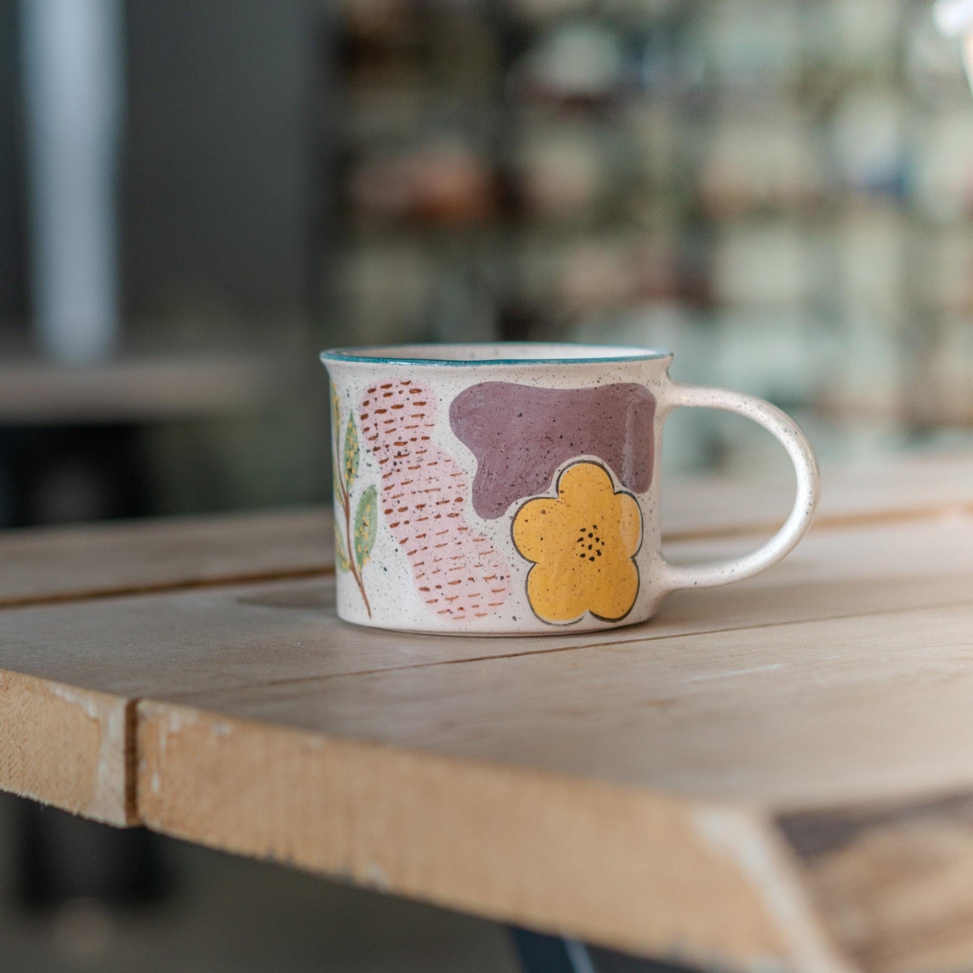Pottery Mug Abstract Floral Coffee Mug
