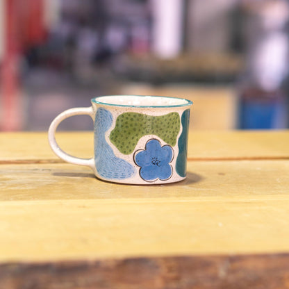 Pottery Mug Abstract Floral Coffee Mug