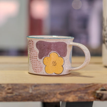 Pottery Mug Abstract Floral Coffee Mug