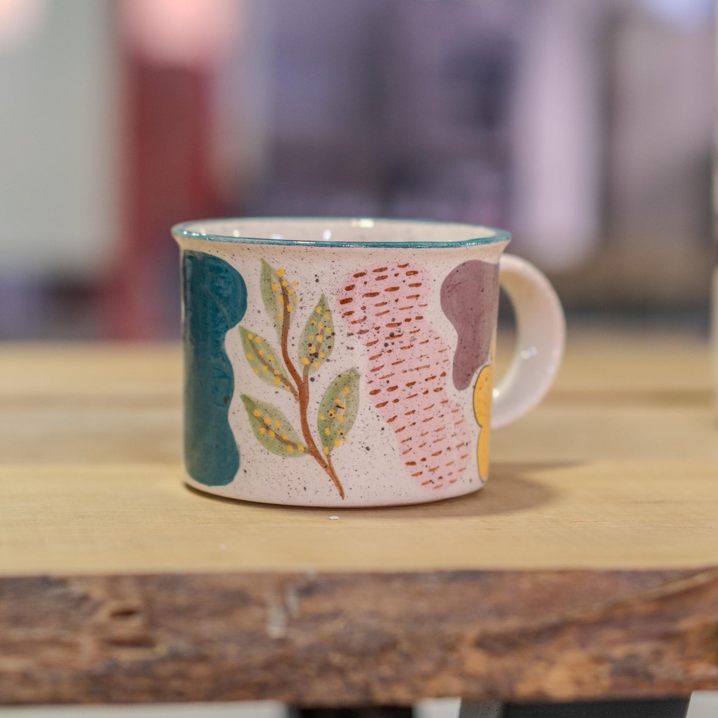 Pottery Mug Abstract Floral Coffee Mug