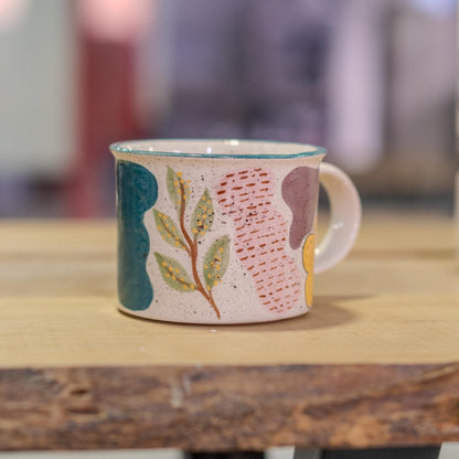 Pottery Mug Abstract Floral Coffee Mug